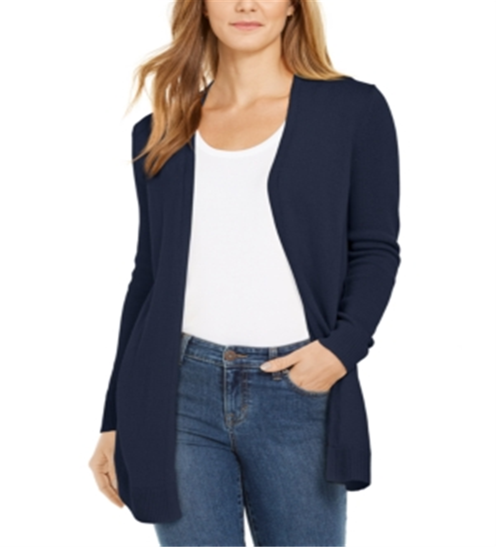 Charter Club Women's Open-Front Curved-Hem Complete Intrepid Blue Size PM