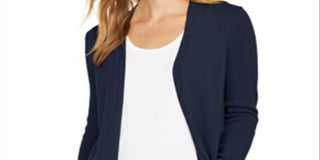 Charter Club Women's Open-Front Curved-Hem Complete Intrepid Blue Size PM