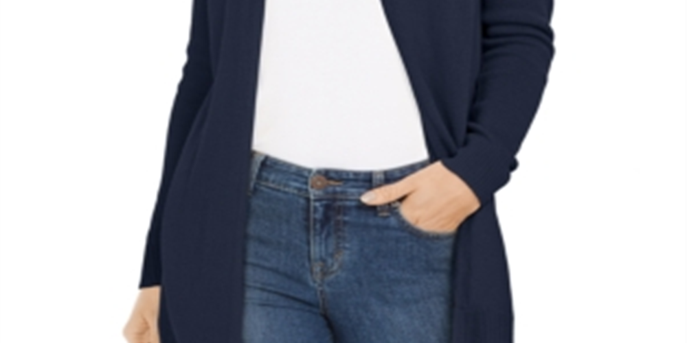 Charter Club Women's Open-Front Curved-Hem Complete Intrepid Blue Size PM