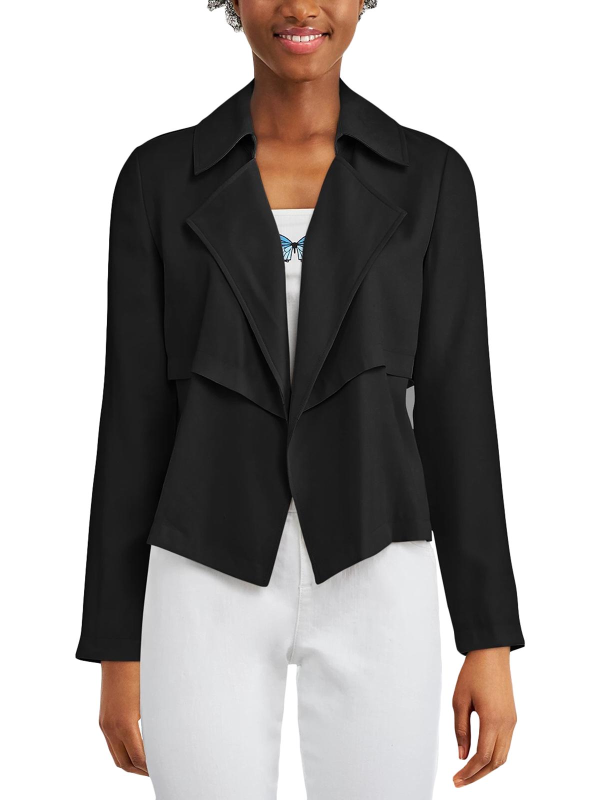 Bar III Women's  Open-Front Trench Jacket  Black Size M -