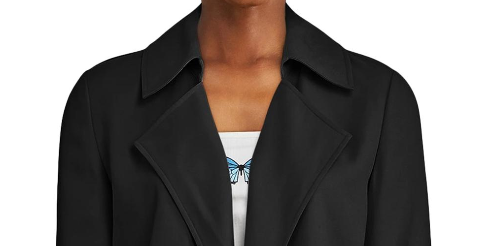 Bar III Women's  Open-Front Trench Jacket  Black Size M -