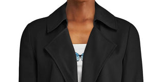 Bar III Women's  Open-Front Trench Jacket  Black Size M -