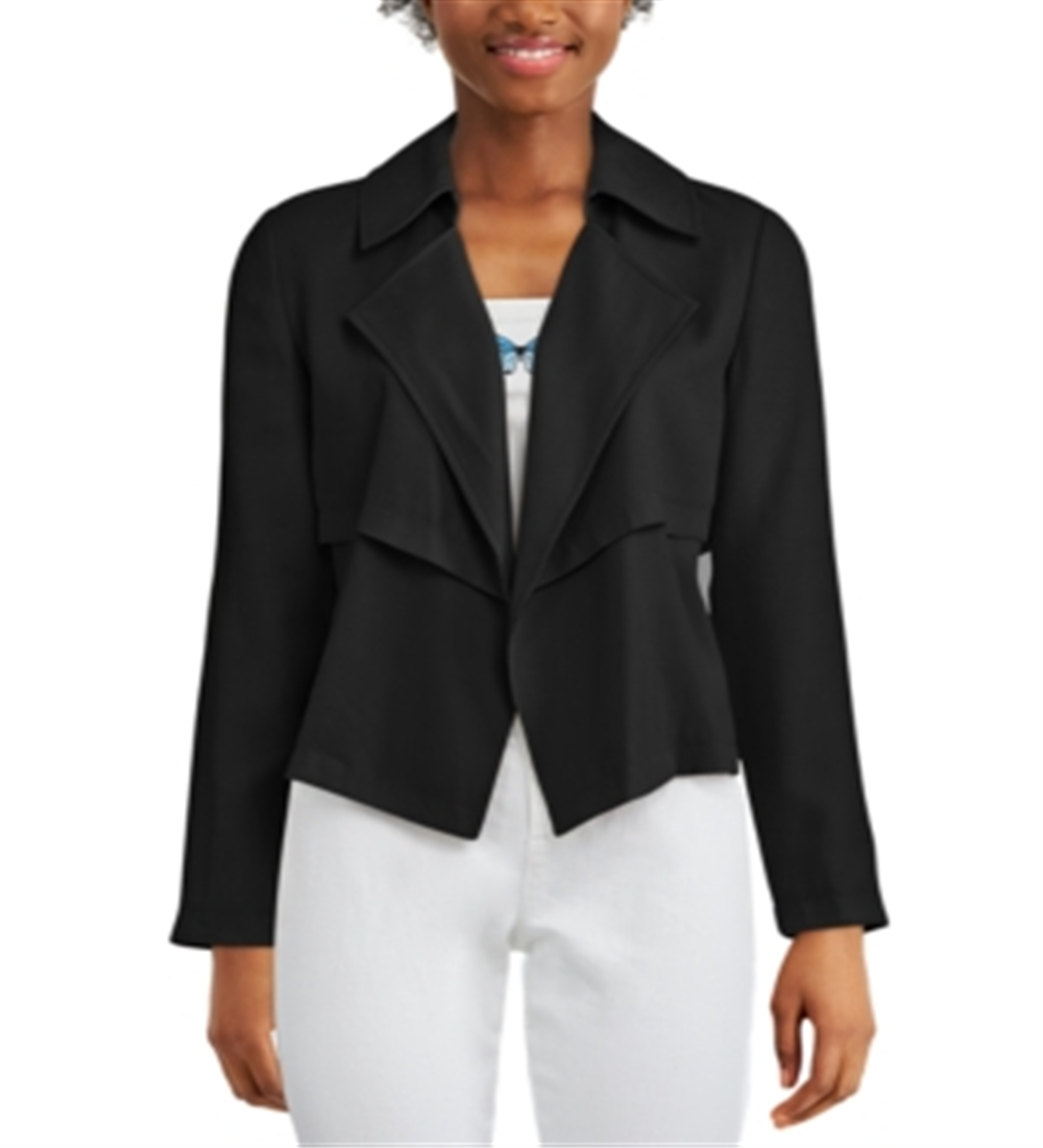 Bar III Women's  Open-Front Trench Jacket  Black Size M -