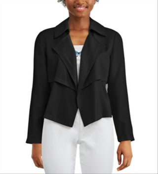 Bar III Women's  Open-Front Trench Jacket  Black Size M -