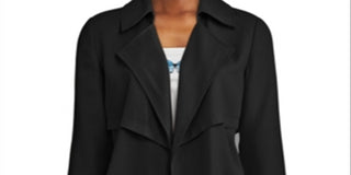 Bar III Women's  Open-Front Trench Jacket  Black Size M -