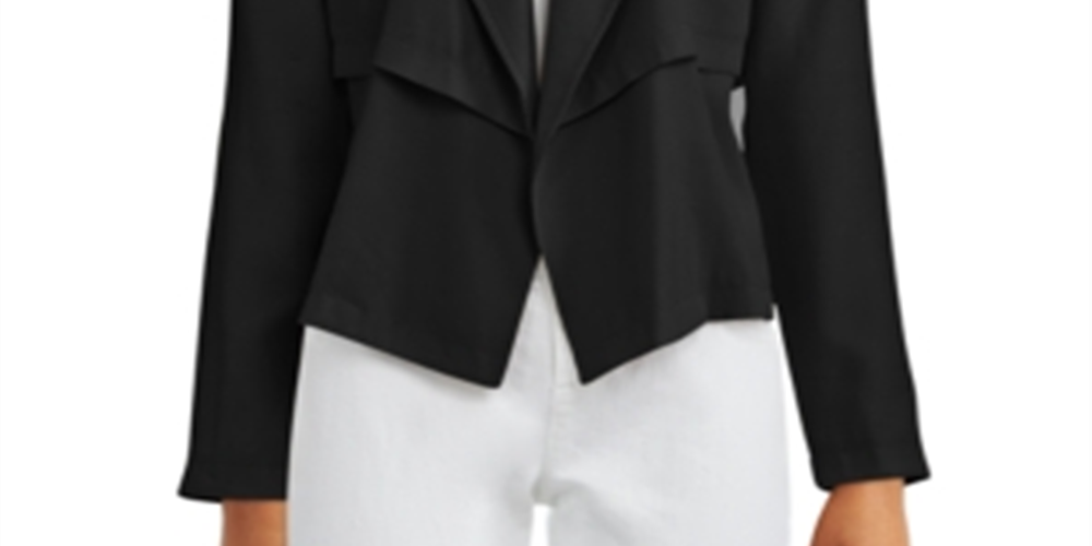 Bar III Women's  Open-Front Trench Jacket  Black Size M -