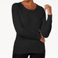 KAREN SCOTT Women's  Ribbed Long Sleeve Scoop Neck Sweater Petites Black Size Petite S