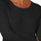 KAREN SCOTT Women's  Ribbed Long Sleeve Scoop Neck Sweater Petites Black Size Petite S