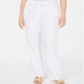 Charter Club Women's  Plus Size Linen Straight-Leg P Bright White Size 0X