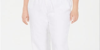 Charter Club Women's  Plus Size Linen Straight-Leg P Bright White Size 0X