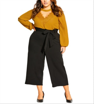 City Chic Women's Trendy Plus Size Tie-Waist Pant Black 24W
