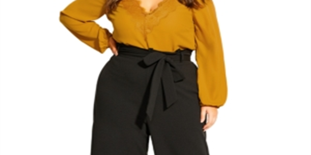 City Chic Women's Trendy Plus Size Tie-Waist Pant Black 24W
