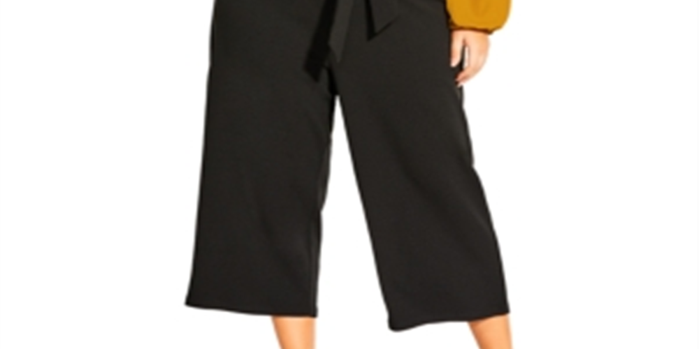 City Chic Women's Trendy Plus Size Tie-Waist Pant Black 24W