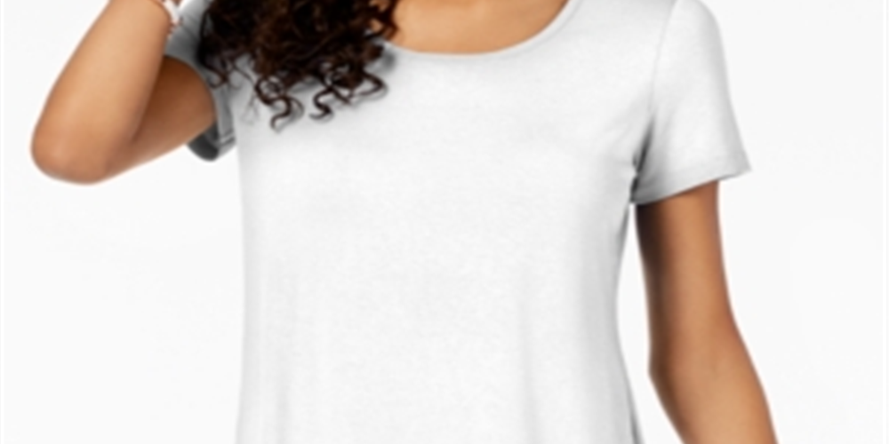 JM Collection Women's Solid T-Shirt  Amethyst White Size L