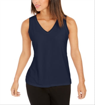 Charter Club Women's  Crepe Tank Top Intrepid Blue Size M