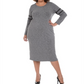 NY Collection Women's Plus Sweaterdress MIDI Striped - Eyvia Gray Size 1X