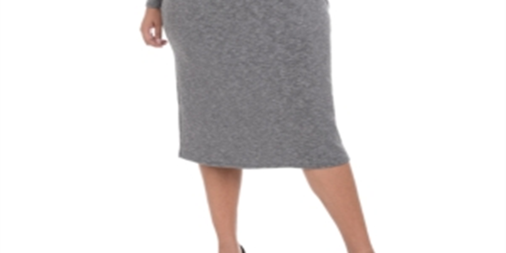 NY Collection Women's Plus Sweaterdress MIDI Striped - Eyvia Gray Size 1X