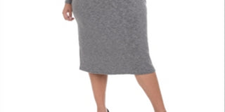 NY Collection Women's Plus Sweaterdress MIDI Striped - Eyvia Gray Size 1X