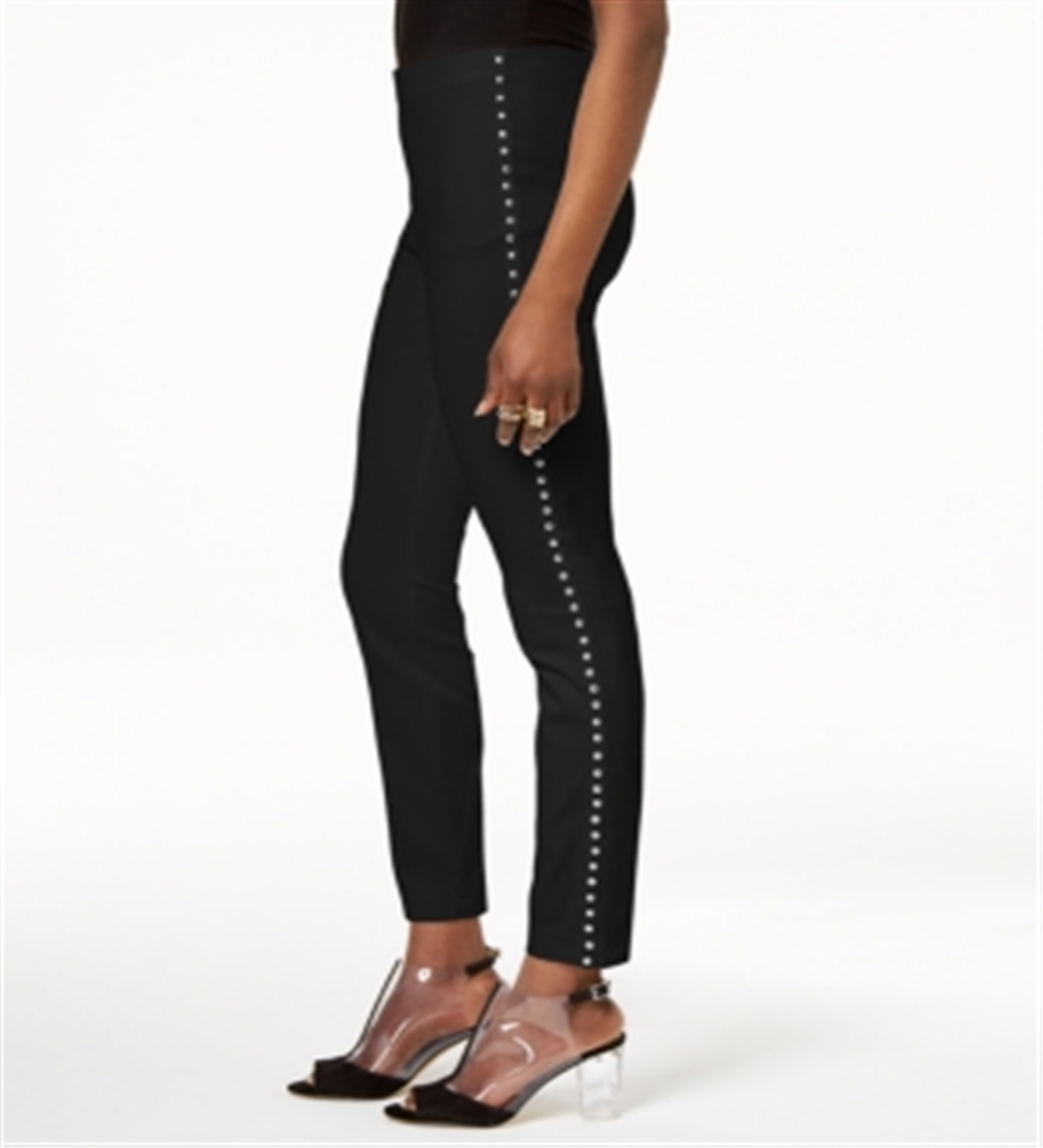 INC International Concepts Women's Petite Studded Skinny Pants Black Size 0 P