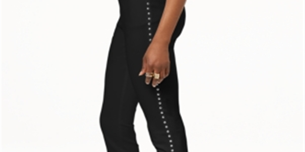 INC International Concepts Women's Petite Studded Skinny Pants Black Size 0 P