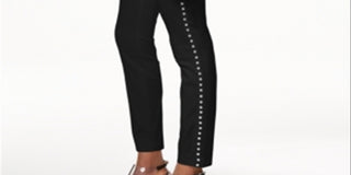 INC International Concepts Women's Petite Studded Skinny Pants Black Size 0 P