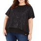 Michael Kors Women's  Plus Size Cat-Print Slit-Back Black Size 3X