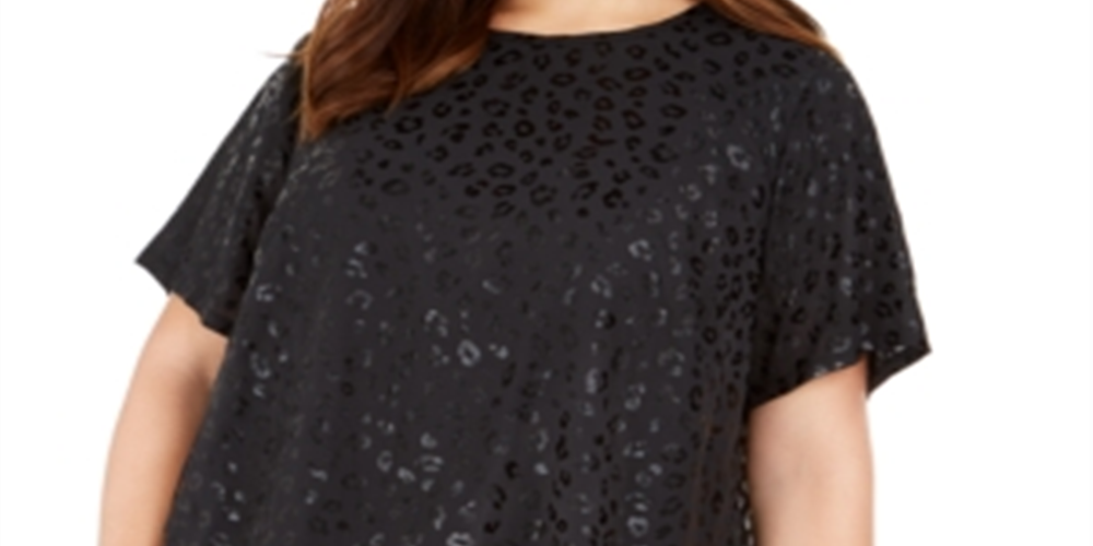 Michael Kors Women's  Plus Size Cat-Print Slit-Back Black Size 3X