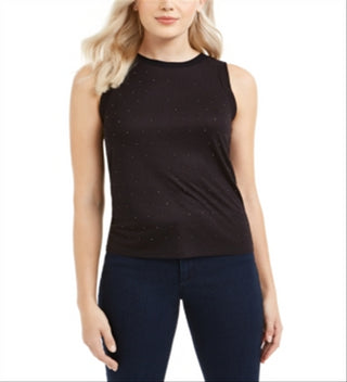 Bar III Women's Studded Sleeveless Top Black Size XXS