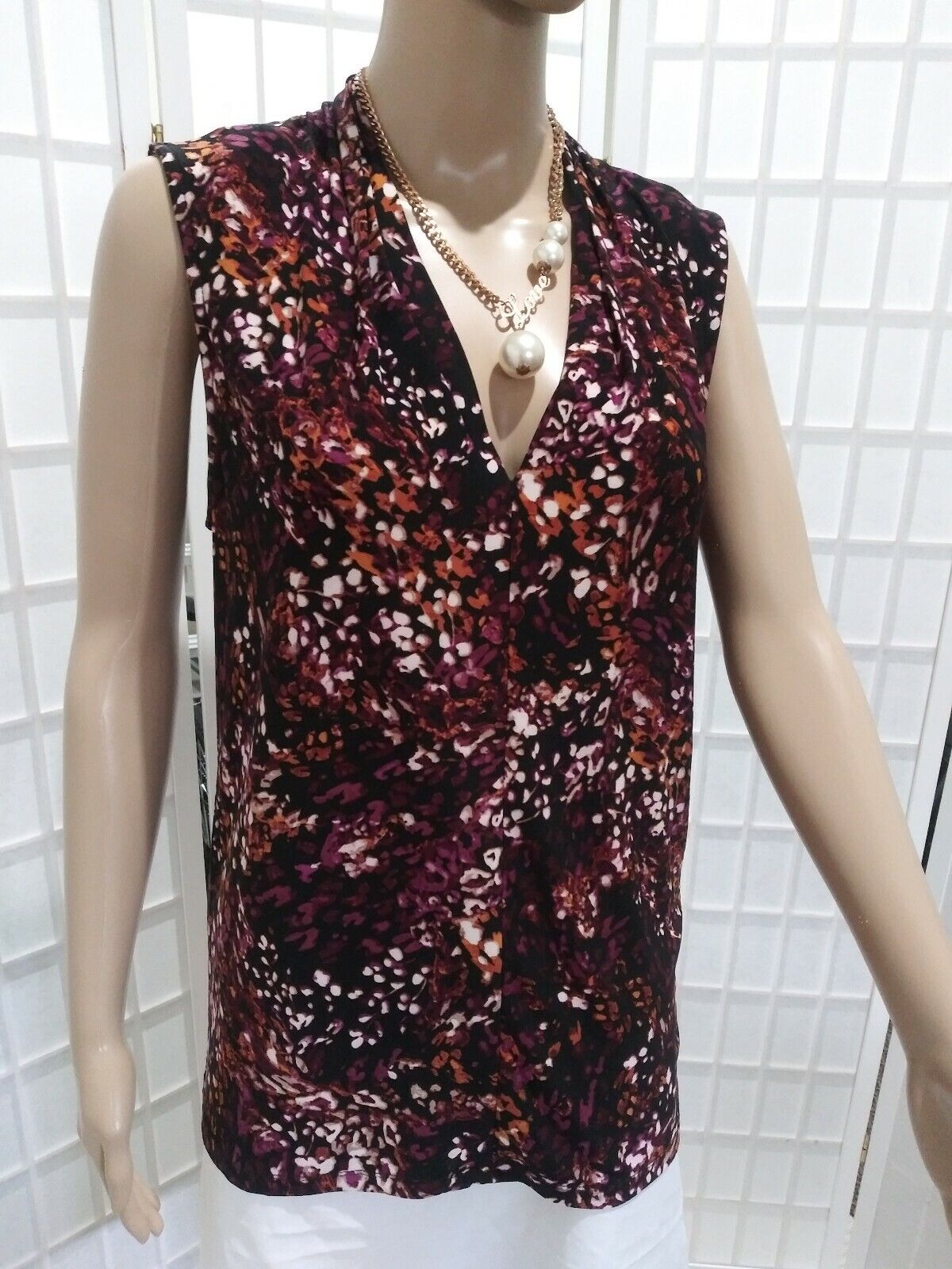 Bar III Women's Printed Hi-Low Top Red Size L