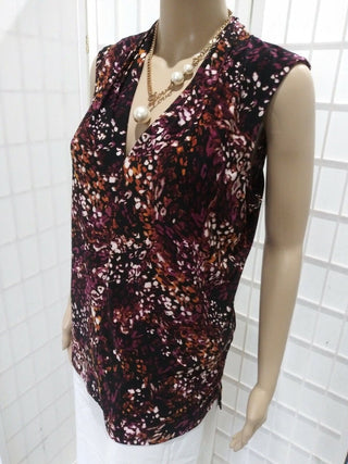 Bar III Women's Printed Hi-Low Top Red Size L