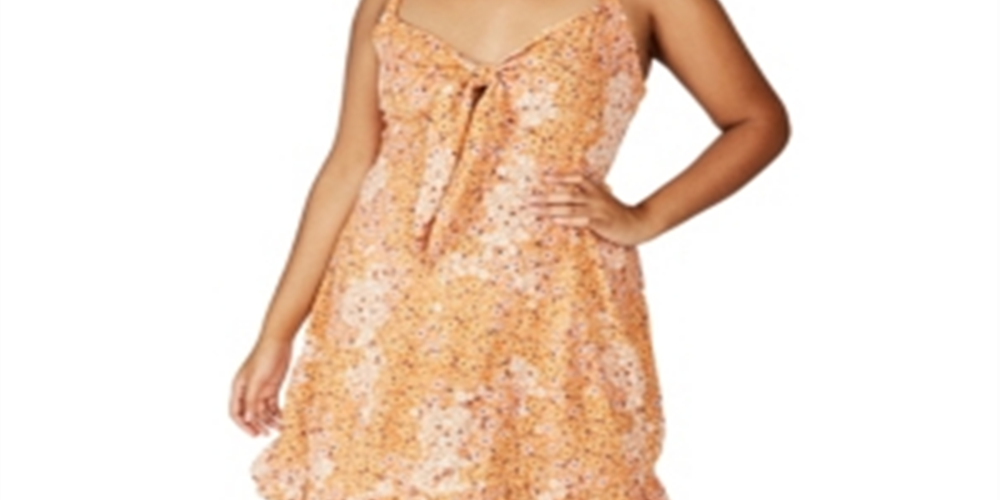 Cotton on Women's Curve Woven Kiara Tie Front Mini Dress Yellow Size 16 -