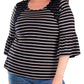 NY Collection Women's Plus Size Crochet-Trimmed Stri Navy Lunastripe Size 1X