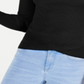 SAY WHAT? Women's  Fitted Rib-knit Tulip-hem Long Sleeve Mock Neck Sweater Black Size Medium