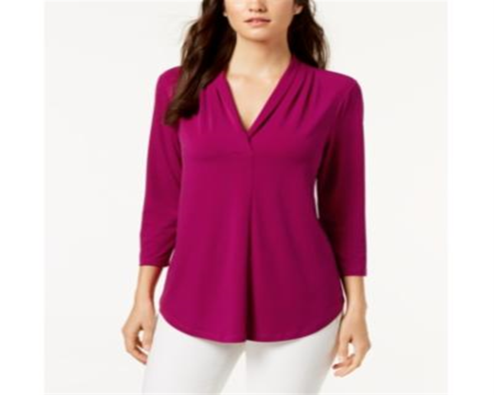 Charter Club Women's 3/4-Sleeve Top   Autumn Berry Purple Size 2XL