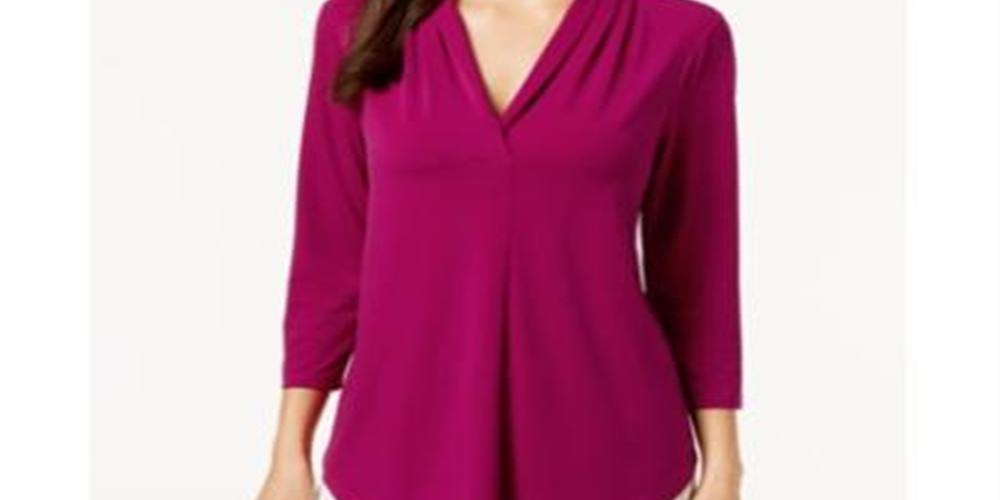 Charter Club Women's 3/4-Sleeve Top   Autumn Berry Purple Size 2XL