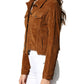 Hidden Women's Jeans Cropped Corduroy Trucker Jacke Gold Brown Size  M