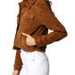 Hidden Women's Jeans Cropped Corduroy Trucker Jacke Gold Brown Size  M