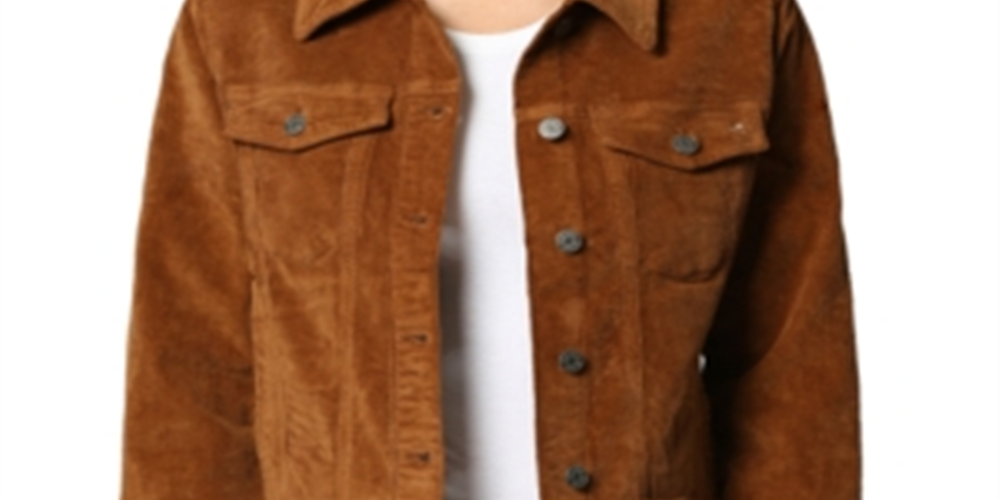 Hidden Women's Jeans Cropped Corduroy Trucker Jacke Gold Brown Size  M