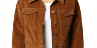 Hidden Women's Jeans Cropped Corduroy Trucker Jacke Gold Brown Size  M