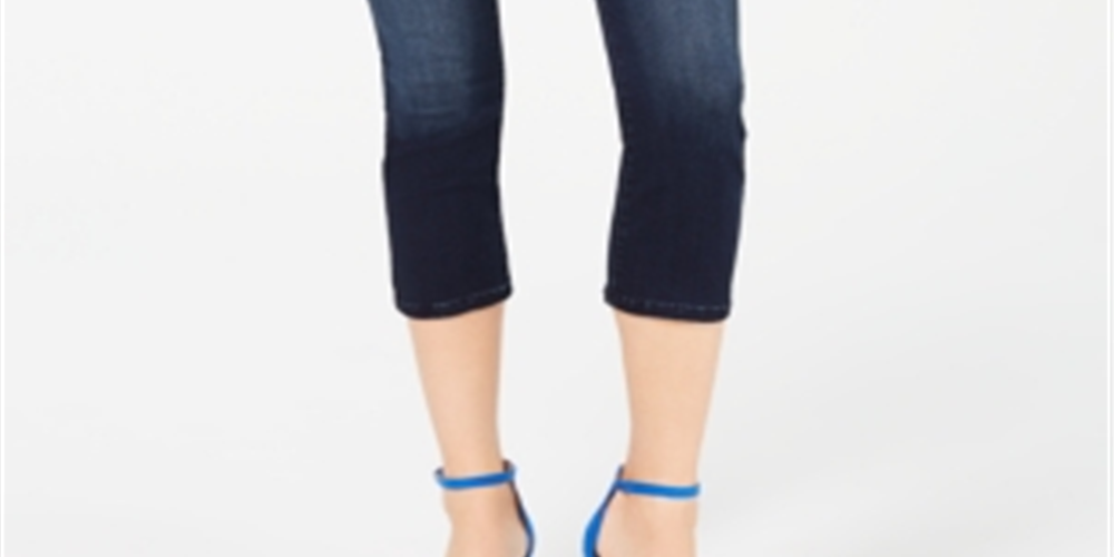 INC Women's Finity Stretch Cropped Jeans  Blue Size 0