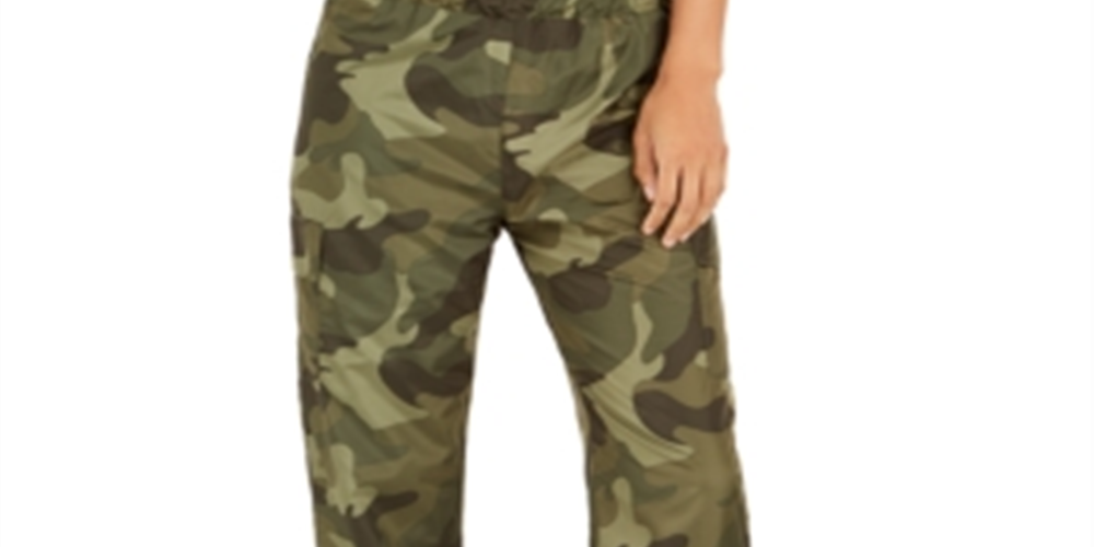Almost Famous Women's Juniors Camo-Print Jogger Pants Green Camo Size XL