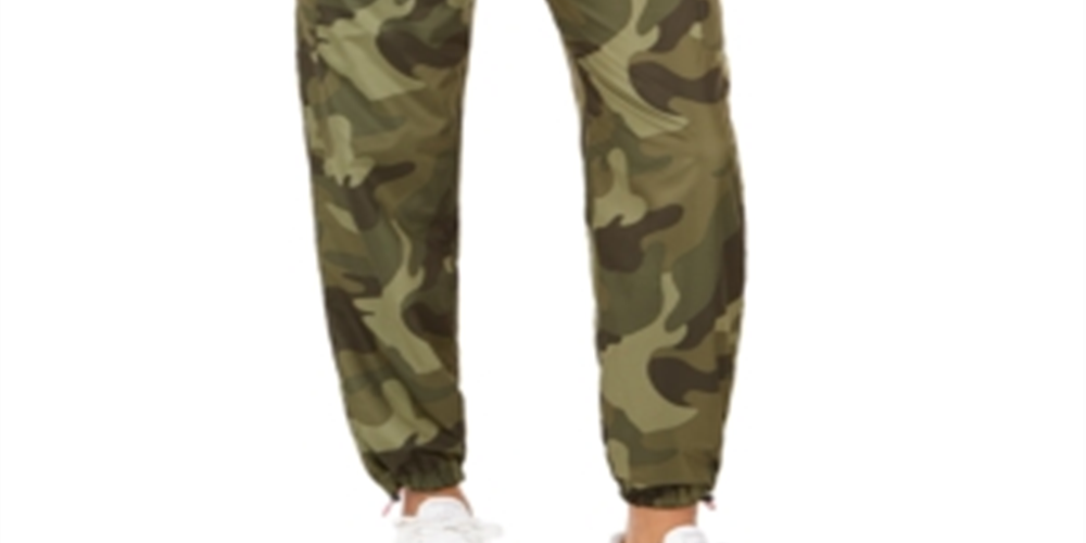 Almost Famous Women's Juniors Camo-Print Jogger Pants Green Camo Size XL