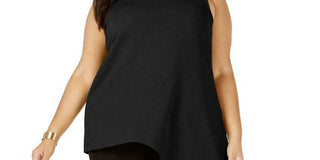 Alfani Women's Sleeveless Jewel Neck Tank Top Black Size Petite XL