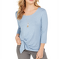 Style & Co Women's Tie Front Top Blue Size XX-Large