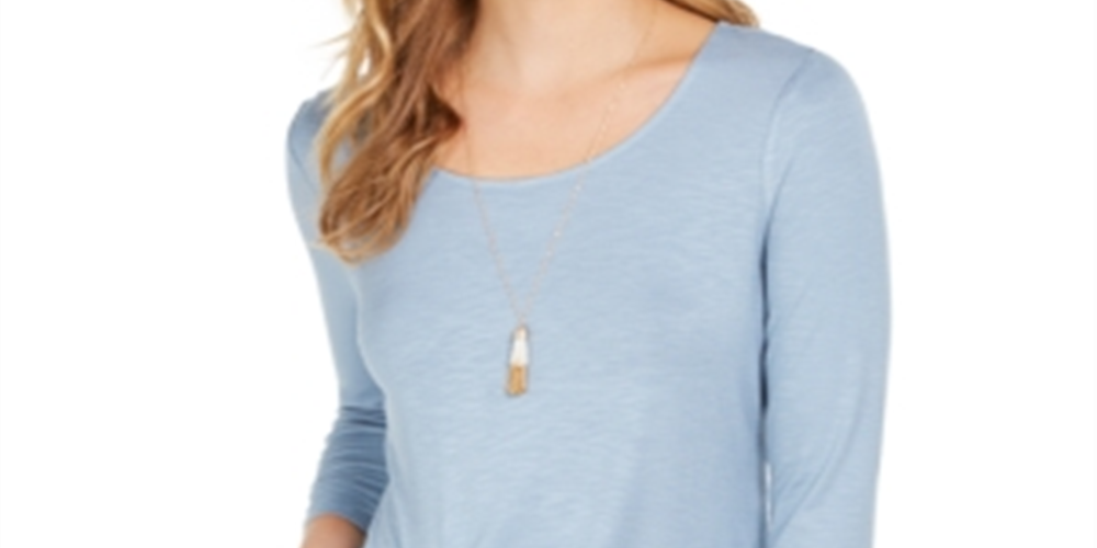 Style & Co Women's Tie Front Top Blue Size XX-Large