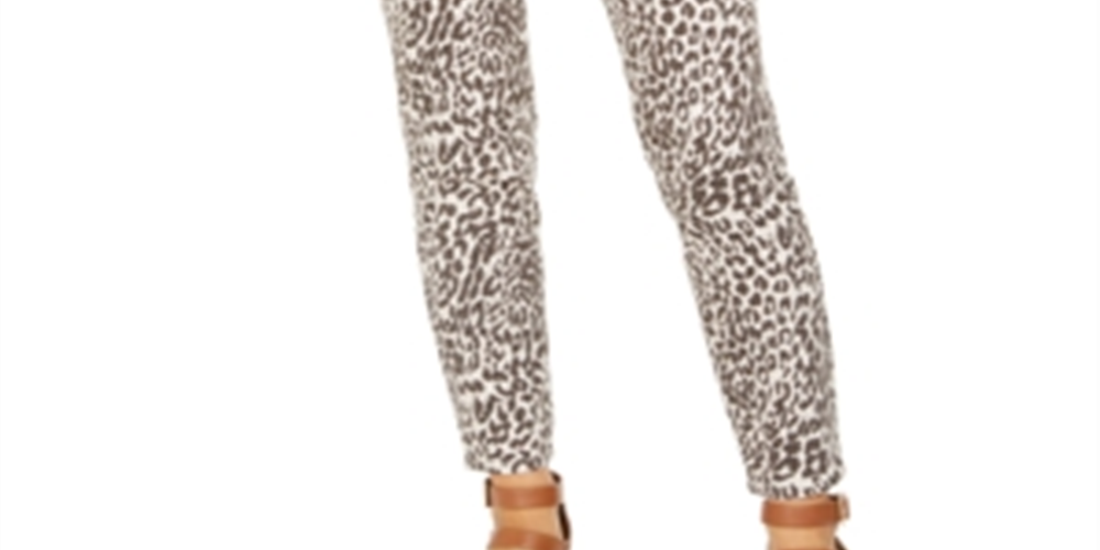 Style & Co Women's Curvy Printed Skinny Jeans Brown Size 12