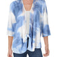 Alfani Women's Acid Wash 3/4 Sleeve Open Cardigan Sweater Blue Size 0X
