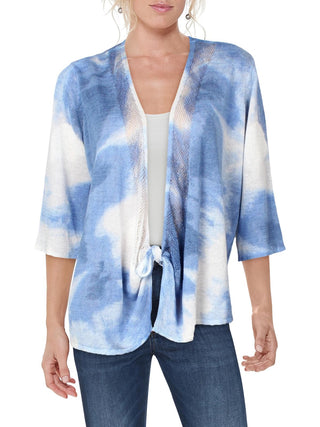Alfani Women's Acid Wash 3/4 Sleeve Open Cardigan Sweater Blue Size 0X