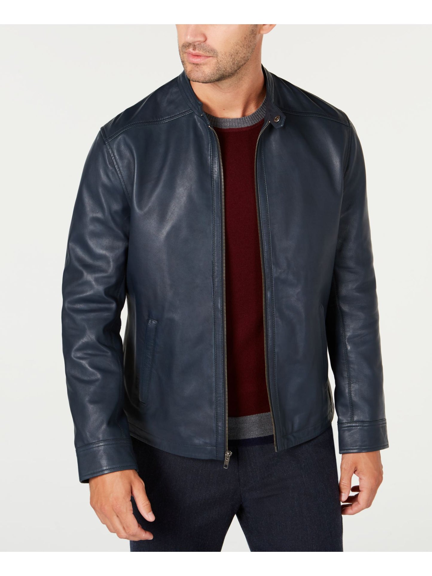 TASSO ELBA Mens Zip up Coat Blue Size Large