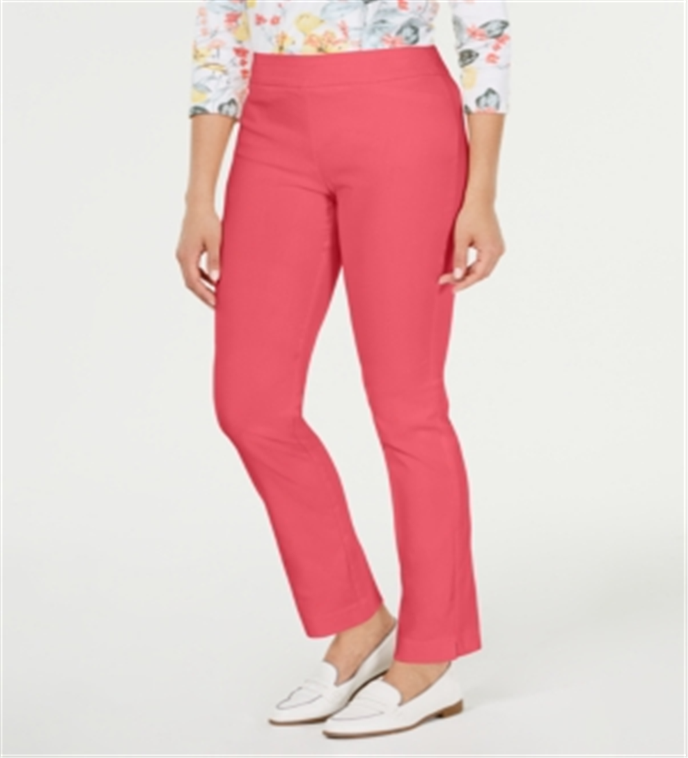 Charter Club Women's Cambridge Skinny Pull-on Tummy-Control Pants  - Tuscon Coral Pink Size 4